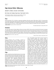 Sağ Atriyal Kitle: Miksoma - Türk Göğüs Kalp Damar Cerrahisi Dergisi
