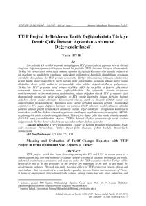 TTIP Projesi ile Beklenen Tarife Değişimlerinin Türkiye