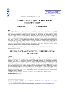 finansal derinleşmede bankacılık sisteminin rolü the role