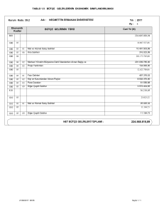 TABLO 1.5 BÜTÇE GELİRLERİNİN EKONOMİK