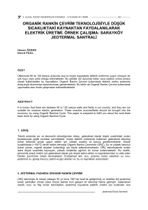 organik rankin çevrim teknolojisiyle düşük sıcaklıktaki kaynaktan