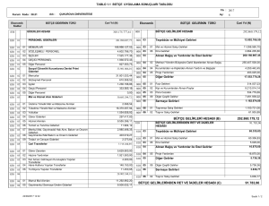 Tablo 1.1 Bütçe Uygulama Sonuçları Tablosu