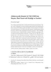 Abdurrezzâk Kāşânî (ö.730/13309)`nin Hayatı, İlmî