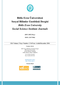 Bitlis Eren Üniversitesi Sosyal Bilimler Enstitüsü Dergisi Bitlis Eren