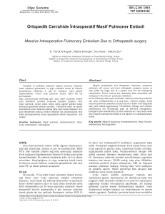 Ortopedik Cerrahide İntraoperatif Masif Pulmoner Emboli