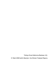 Türkiye Sınai Kalkınma Bankası A.Ş. 31 Mart 2008 tarihi