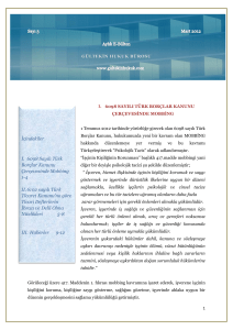 İçindekiler I. 6098 Sayılı Türk Borçlar Kanunu Çerçevesinde