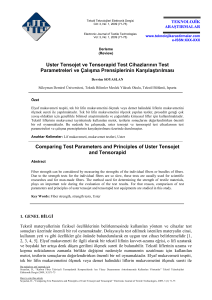 Uster Tensojet ve Tensorapid Test Cihazlarının Test Parametreleri