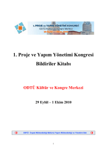 1. Proje ve Yapım Yönetimi Kongresi Bildiriler Kitabı