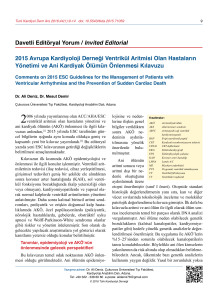 2015 Avrupa Kardiyoloji Derneği Ventrikül Aritmisi