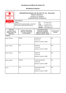 Akreditasyon Sertifikası Eki (Sayfa 1/9) Akreditasyon Kapsamı