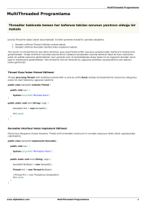 Java Temelleri : MultiThreaded Programlama