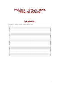 NG L ZCE – TÜRKÇE TEKN K TER MLER SÖZLÜĞÜ çindekiler