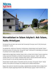 Hırvatistan`ın İslam köyleri: Adı İslam, halkı Hristiyan