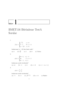 BMET116 Bütünleme TestA Sorular