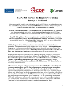 CDP 2015 Küresel Su Raporu ve Türkiye Sonuçları Açıklandı