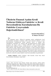 Ülkelerin Finansal Açıdan Kredi Notlarını Etkileyen Faktörler ve