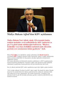 Maliye Bakanı Ağbal`dan KDV açıklaması
