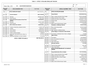 1.1 bütçe uygulama sonuçları tablosu