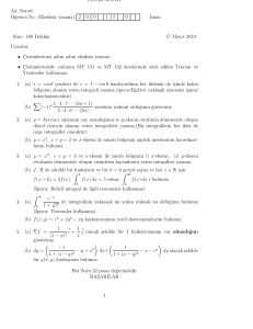 F˙INAL SINAVI Ad, Soyad: ¨O˘grenci No :(Eksiksiz yazınız) 2 0 0 1 5