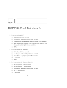 BMET116 Final Test -Soru B-