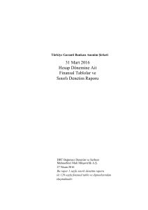 31 Mart 2016 Hesap Dönemine Ait Finansal Tablolar ve