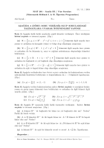 13 / 11 / 2016 MAT 201 - Analiz III / Vize Soruları (Matematik Bölümü