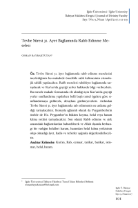 Tevbe Sûresi 31. Ayet Bağlamında Rabb Edinme Me- selesi