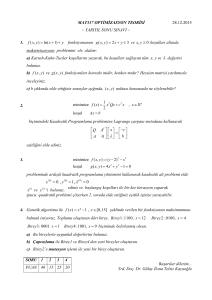 MAT337 OPTİMİZASYON TEORİSİ 28.12.2015 ~ YARIYIL SONU