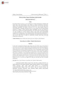 Kilikya Felsefe Dergisi Cilicia Journal of Philosophy 2014 / 1 Platon