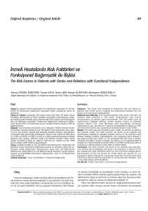 ‹nmeli Hastalarda Risk Faktörleri ve Fonksiyonel Ba