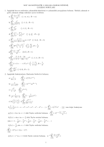 MAT 102-MATEMAT˙IK 2 (2013-2014 BAHAR D¨ONEM˙I) C¸ALISMA