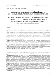 lidokain, esmolol ve fentanilin karşılaştırılması the hemodynamıc