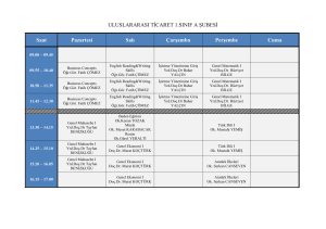ULUSLARARASI TİCARET 1.SINIF A ŞUBESİ Saat Pazartesi Salı