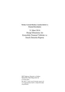 31 Mart 2016 Hesap Dönemine Ait Konsolide Finansal Tablolar ve