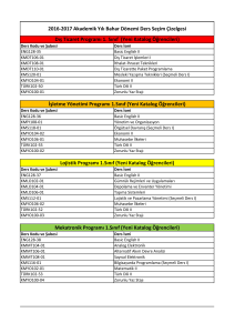 2016-2017 Akademik Yılı Bahar Dönemi Ders Seçim Çizelgesi Dış