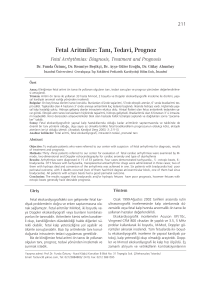 Fetal Aritmiler: Tan›, Tedavi, Prognoz