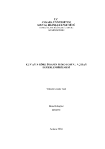 tc ankara üniversitesi sosyal bilimler enstitüsü kur`an`a göre insanın