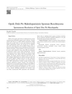 Optik Disk Pit Makülopatisinin Spontan Rezolüsyonu