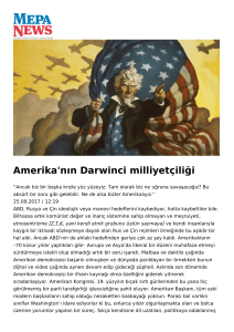 Amerika`nın Darwinci milliyetçiliği