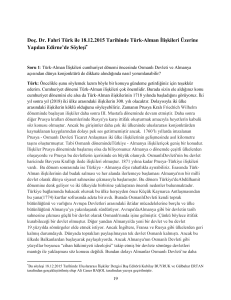Doç. Dr. Fahri TÜRK ile Türk-Alman İlişkileri Üzerine Röportaj