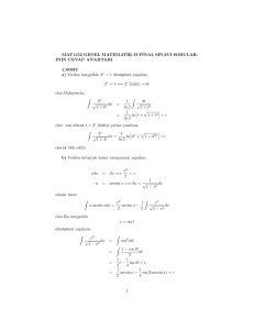 MAT1152 GENEL MATEMATcIK!II FcINAL SINAVI SORULAR! ININ