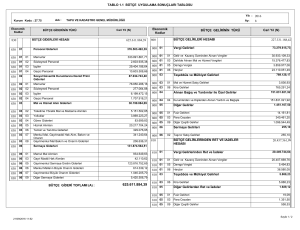 TABLO 1.1 BÜTÇE UYGULAMA SONUÇLARI TABLOSU 227.331