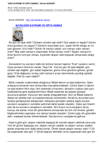 GÜN KAVRAMI VE ORTA NAMAZ / Ahmet ADANUR