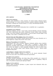 1. sınıf - KMÜ Mühendislik Fakültesi Elektrik Elektronik Mühendisliği