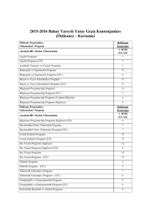 2015-2016 Bahar Yarıyılı Yatay Geçiş Kontenjanları (Önlisans