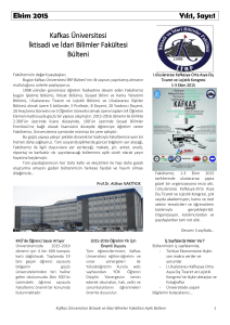 Ekim 2015 Yıl:1, Sayı:1 Kafkas Üniversitesi İktisadi ve İdari Bilimler