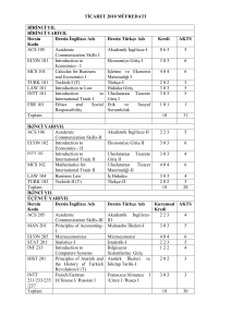 TİCARET 2010 MÜFREDATI BİRİNCİ YIL BİRİNCİ YARIYIL Dersin