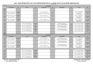2017–2018 öğretim yılı güz dönemi iktisat 1. sınıf haftalık ders