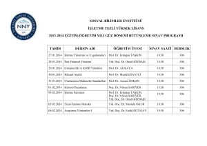 2013-2014 Eğitim-Öğretim Yılı Güz Yarıyılı Bütünleme Sınav Programı